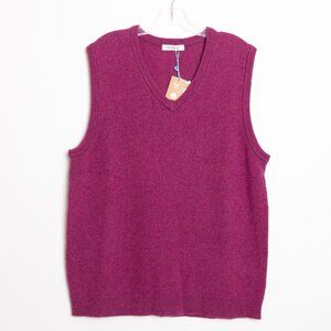 Woolovers Sweater Vest 100% Wool Plum Purple V Neck Mens Large Unisex